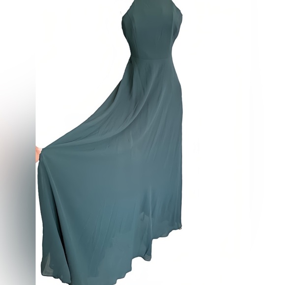 Lulus Green Chiffon Maxi Dress XS | Spaghetti Strap Empire Waist Backless Gown - Picture 2 of 13